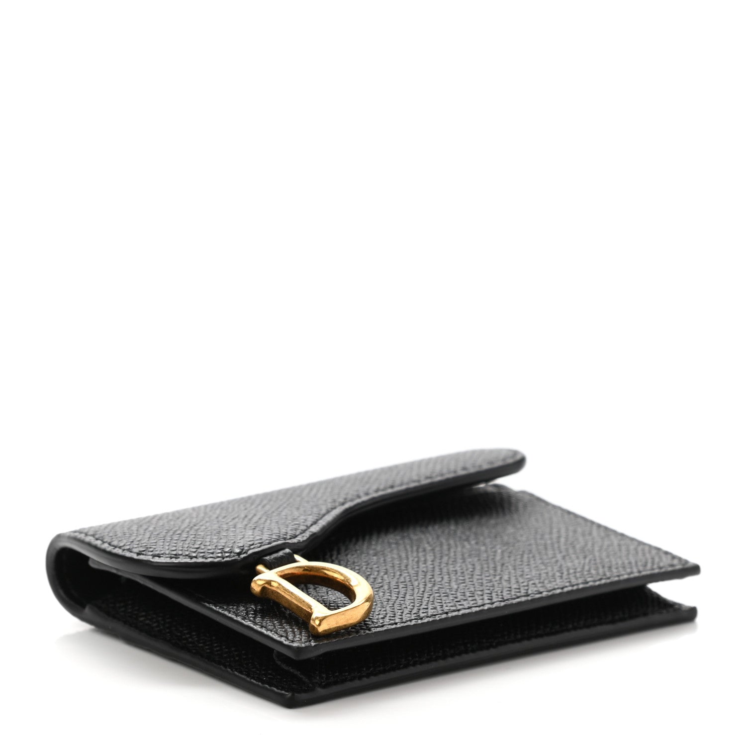 Christian Dior Grained Calfskin Saddle Card Holder Black 4 of 9