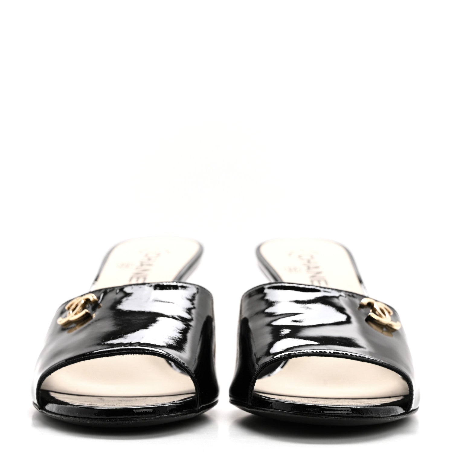 Chanel Patent Lambskin Pearl Mules 40.5 Black 2 of 13