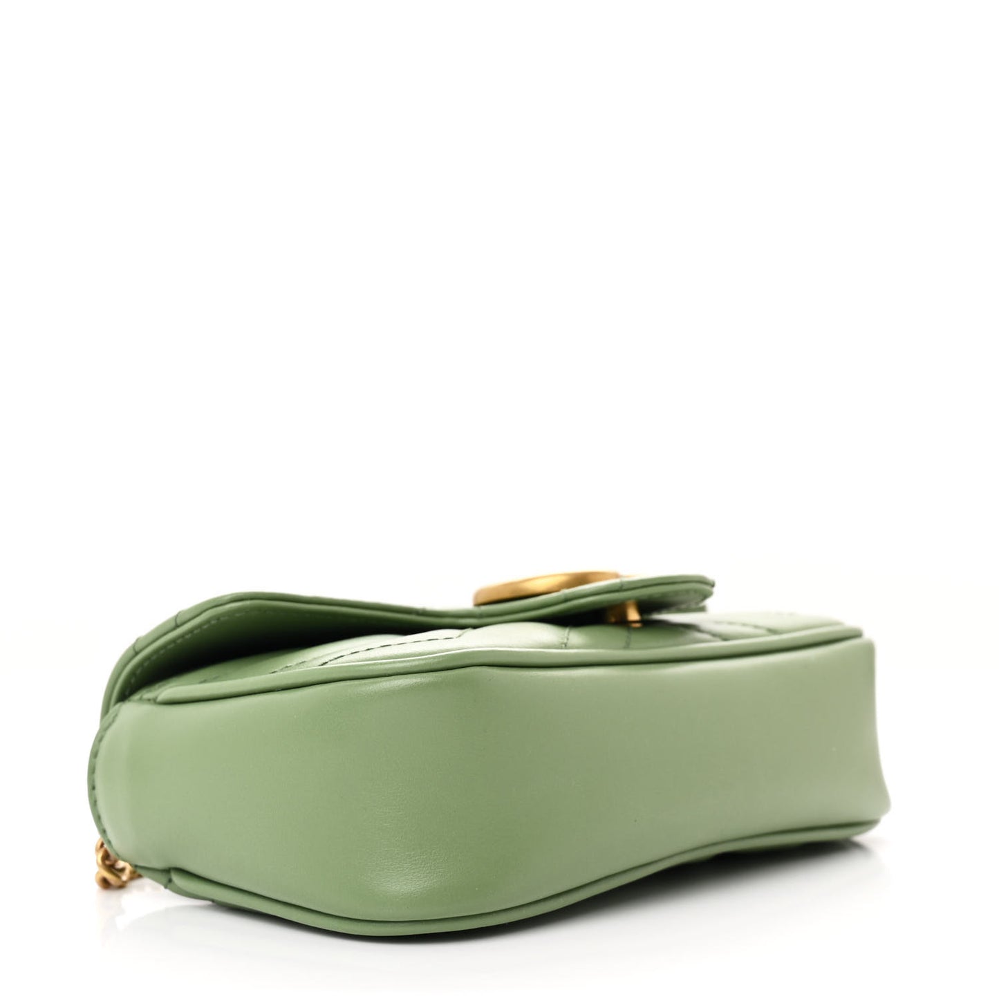 Calfskin Matelasse Super Mini GG Marmont Shoulder Bag Salamander Green