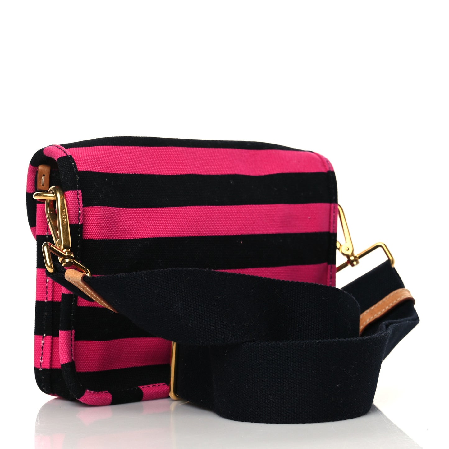 Canvas Canapa Righe Striped Mini Shoulder Bag Fuxia