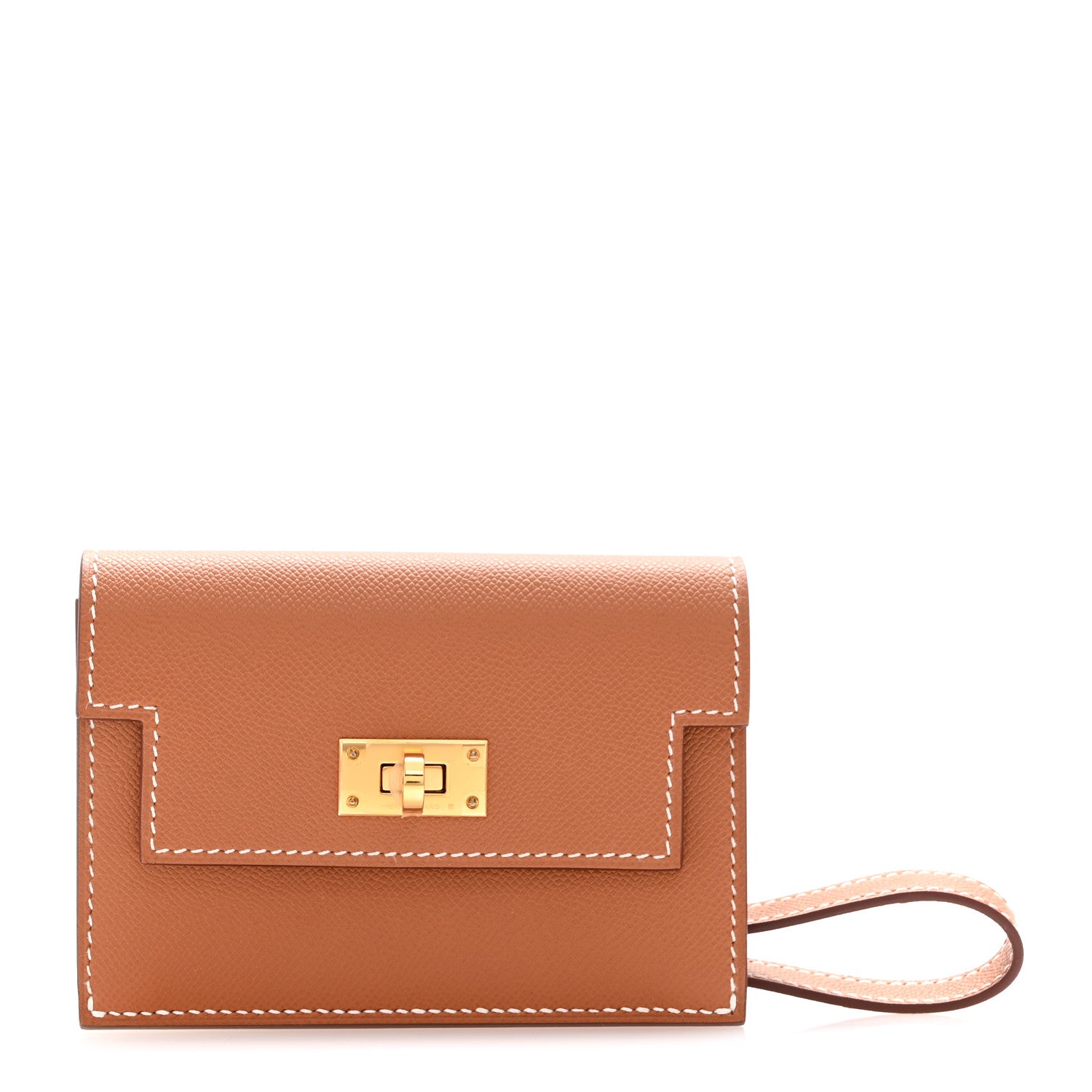 Hermes Madame Calfskin Kelly Slim Wallet Gold 1 of 9
