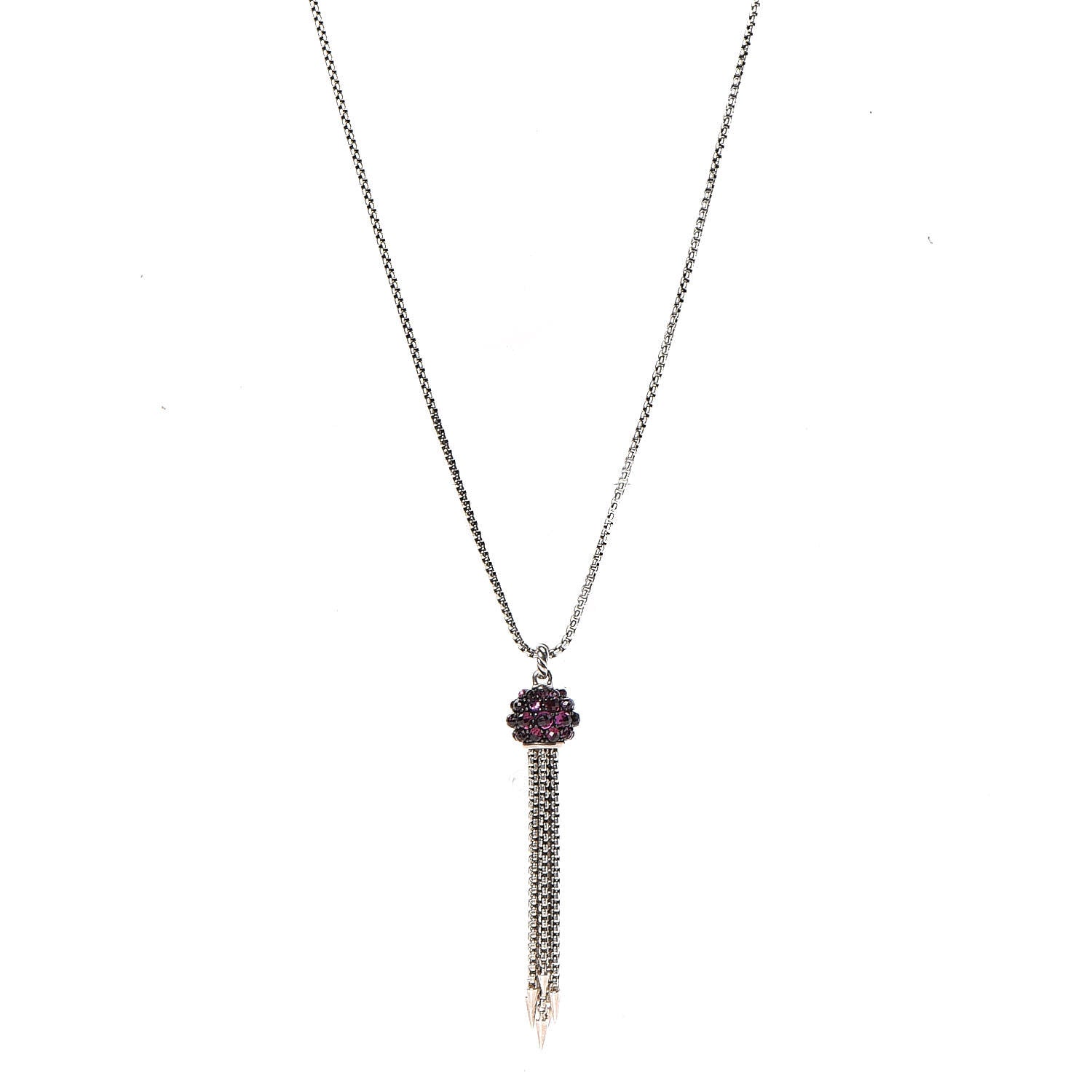 David Yurman Sterling Silver Rhodolite Garnet Cable Berries Tassel Necklace 1 of 7