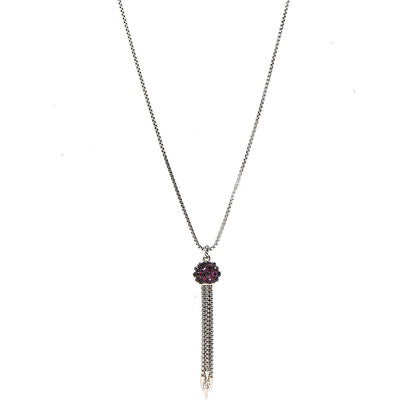 David Yurman Sterling Silver Rhodolite Garnet Cable Berries Tassel Necklace 1 of 7