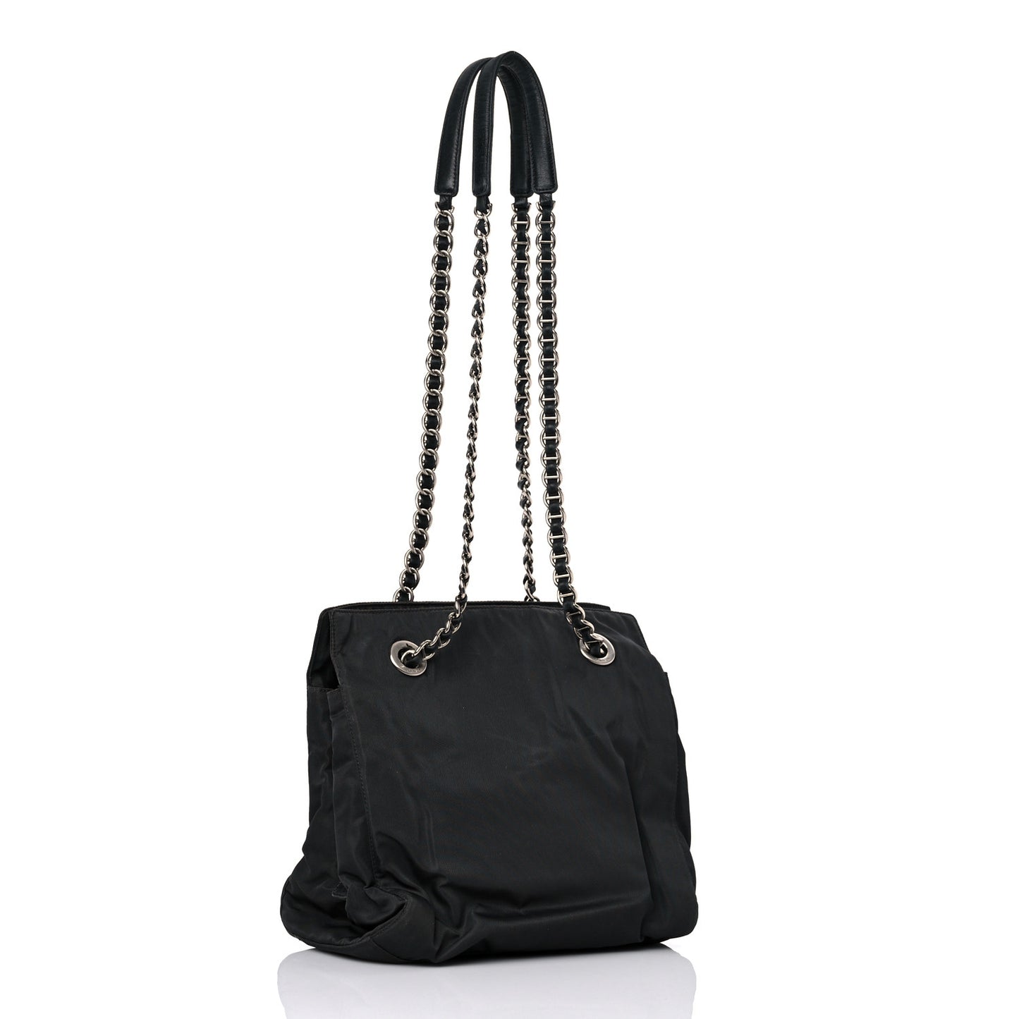 Tessuto Nylon Chain Shoulder Bag Asfalto