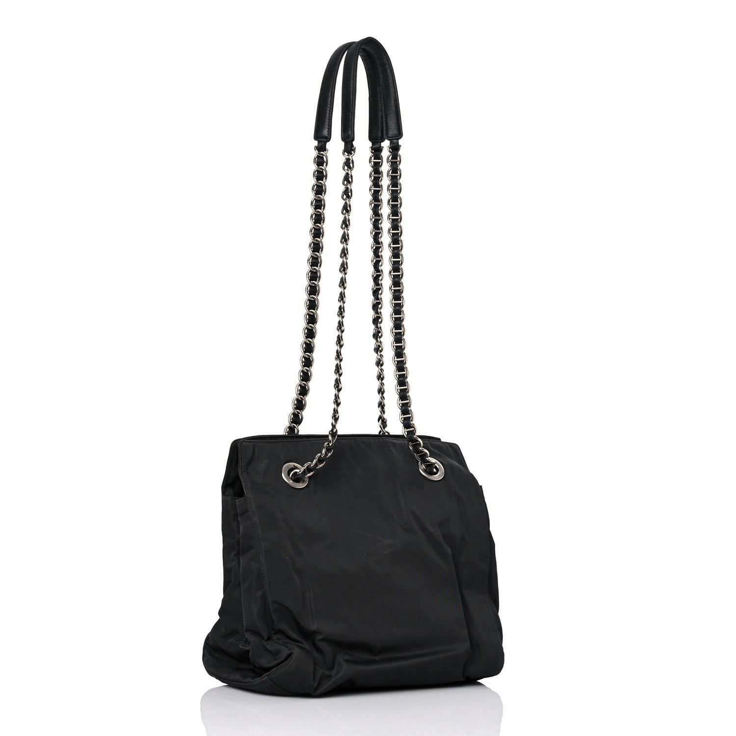 Prada Tessuto Nylon Chain Shoulder Bag Asfalto 2 of 19