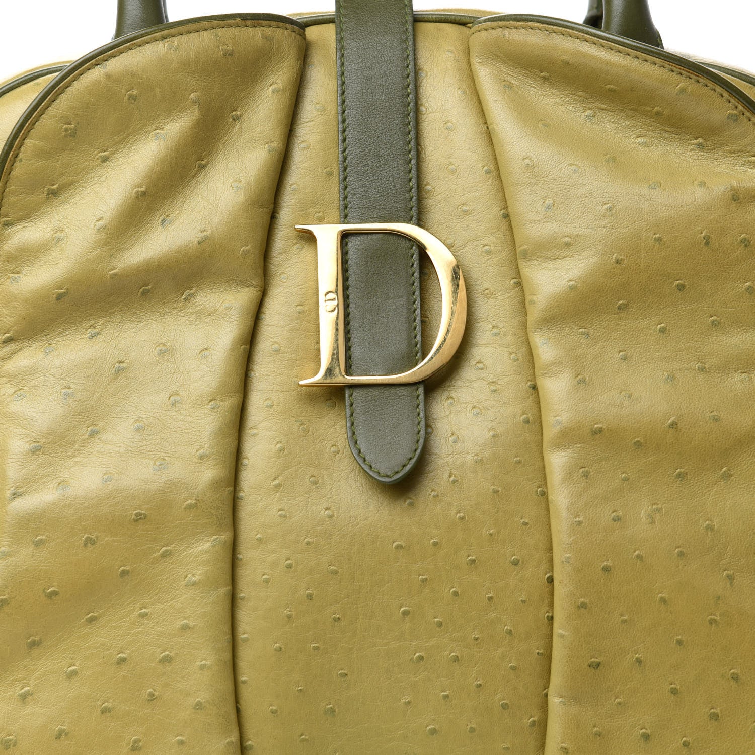 Christian Dior Ostrich Saddle Bowler Green 13 of 13