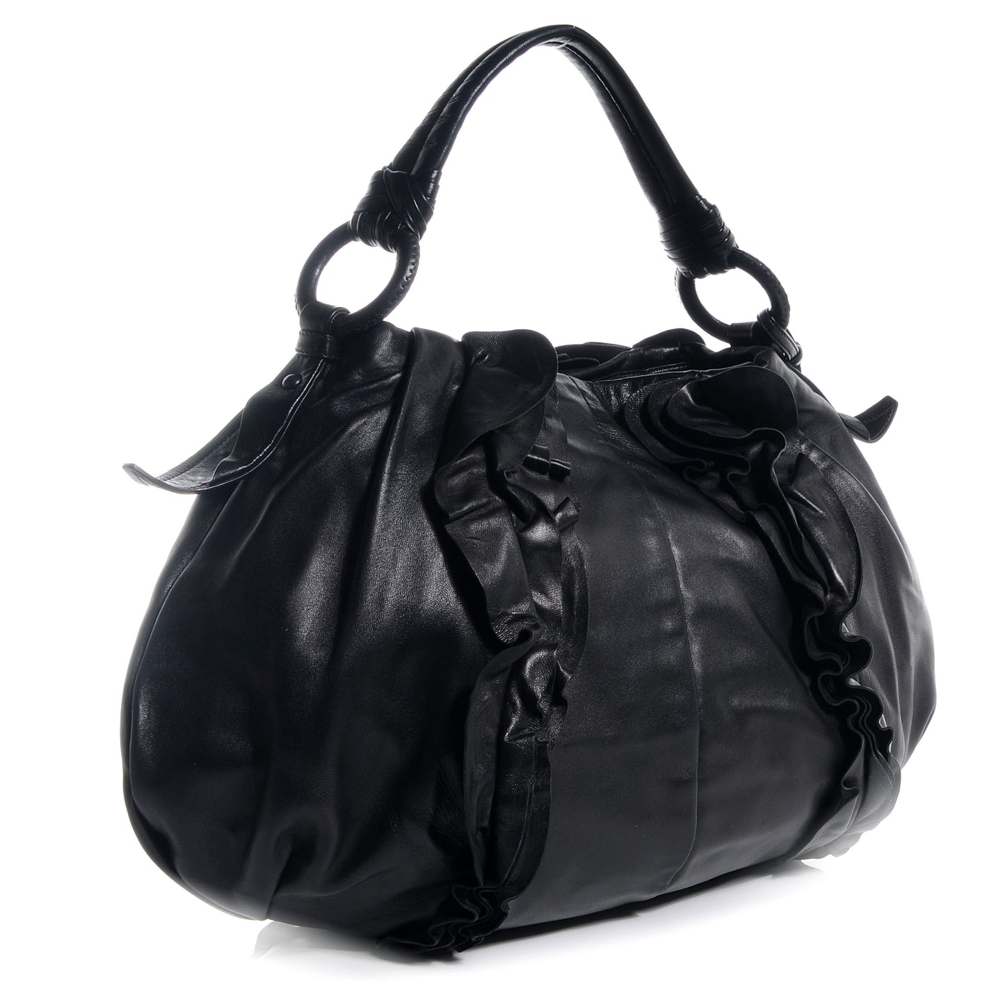 Nappa Ruffle Bag Black