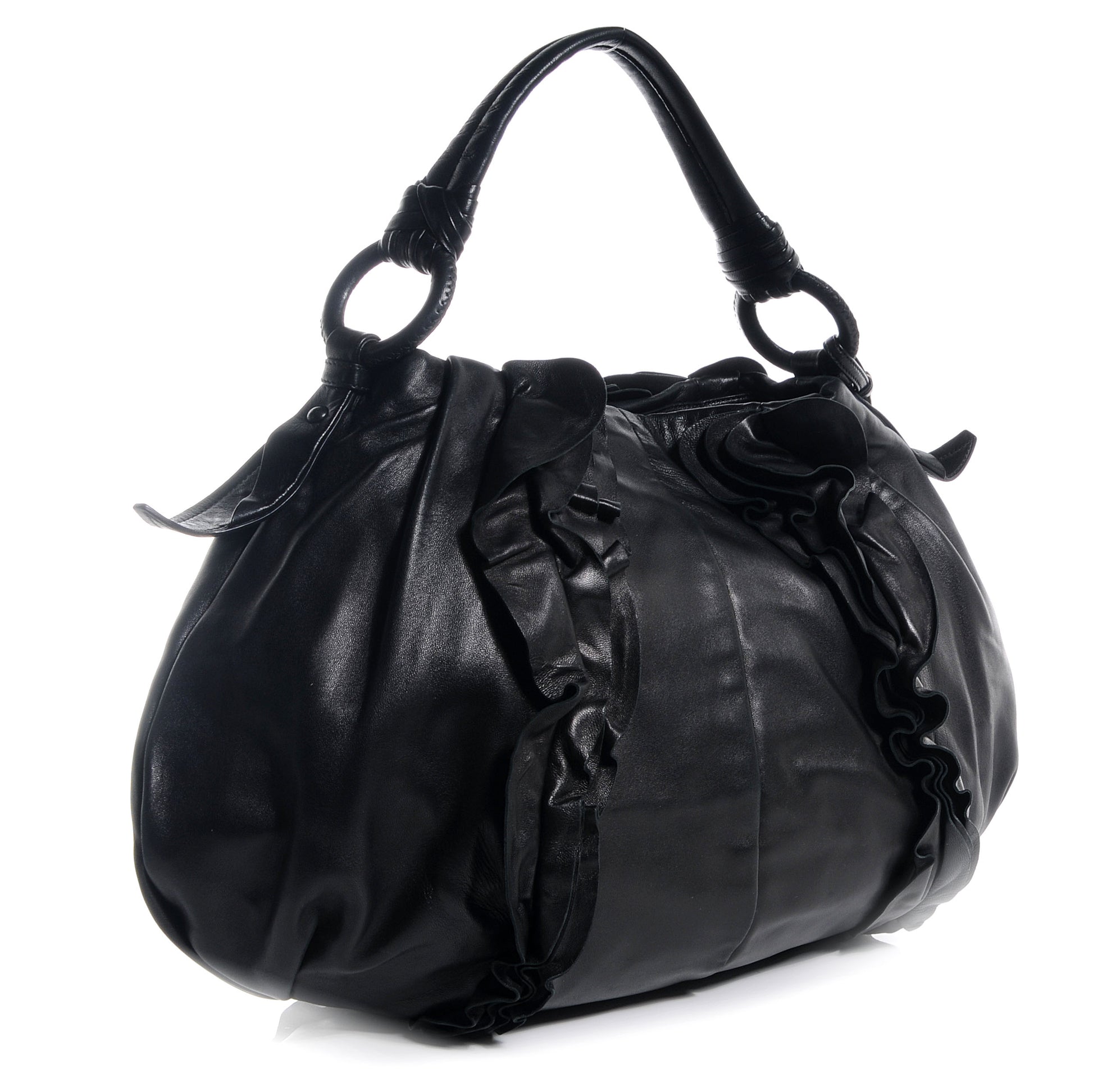 Prada Nappa Ruffle Bag Black 3 of 9