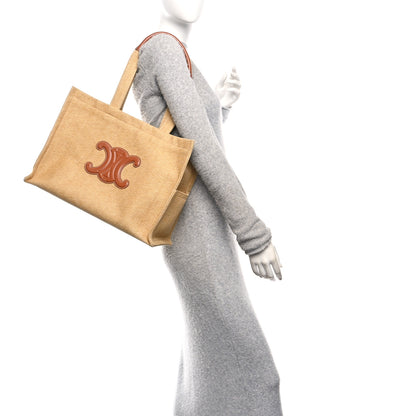 Celine Canvas Calfskin Triomphe Large Cabas Thais Natural Tan 2 of 10