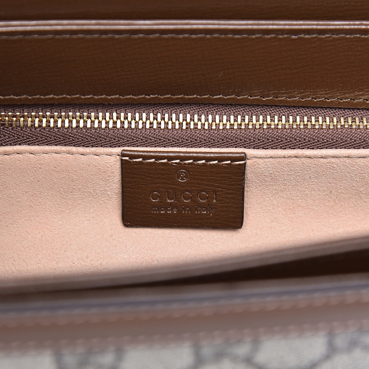 GG Supreme Monogram Horsebit 1955 Shoulder Bag Beige Brown Sugar