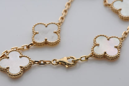 Van Cleef & Arpels 18K Yellow Gold Mother of Pearl 5 Motifs Vintage Alhambra Bracelet 6 of 7