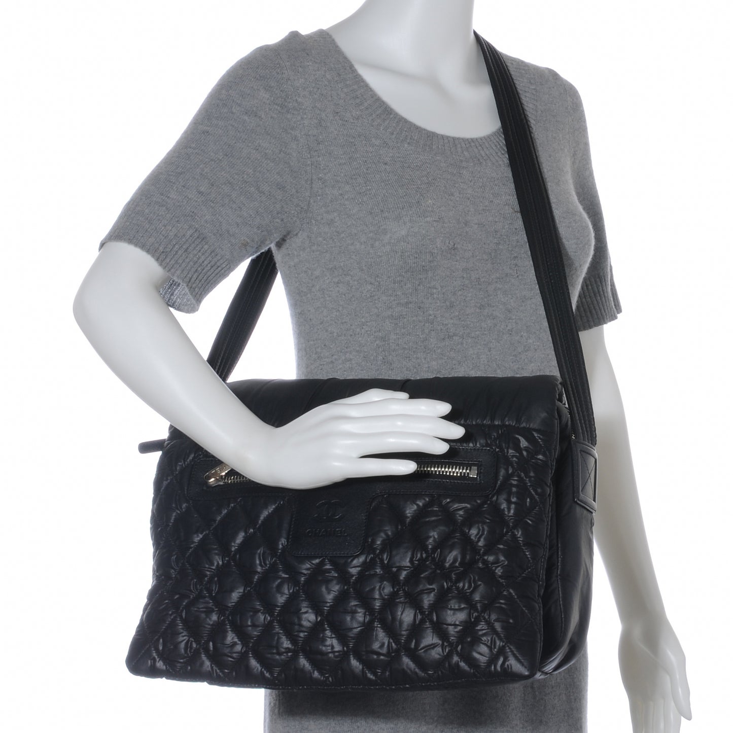 Nylon Coco Cocoon Messenger Bag Black