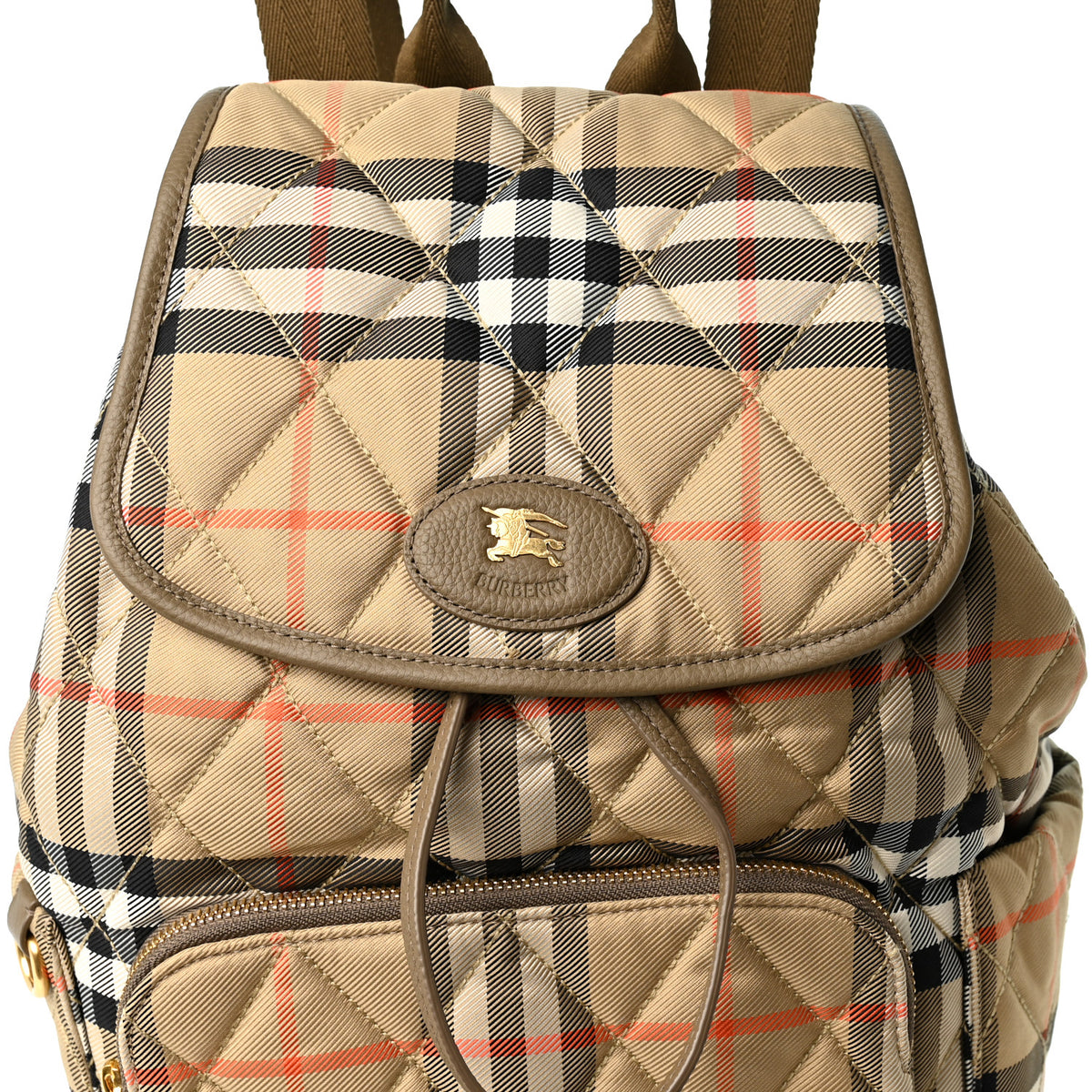 Nylon Check Horseshoe Backpack Sand Beige