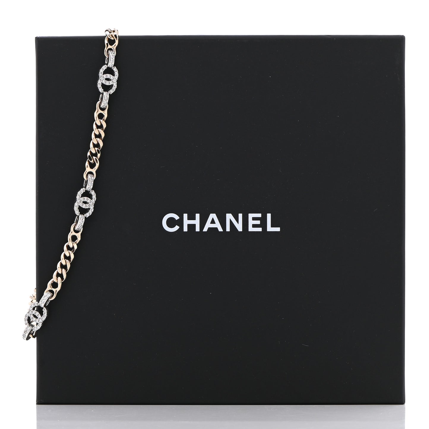 Crystal CC Chain Links Choker Necklace Gold