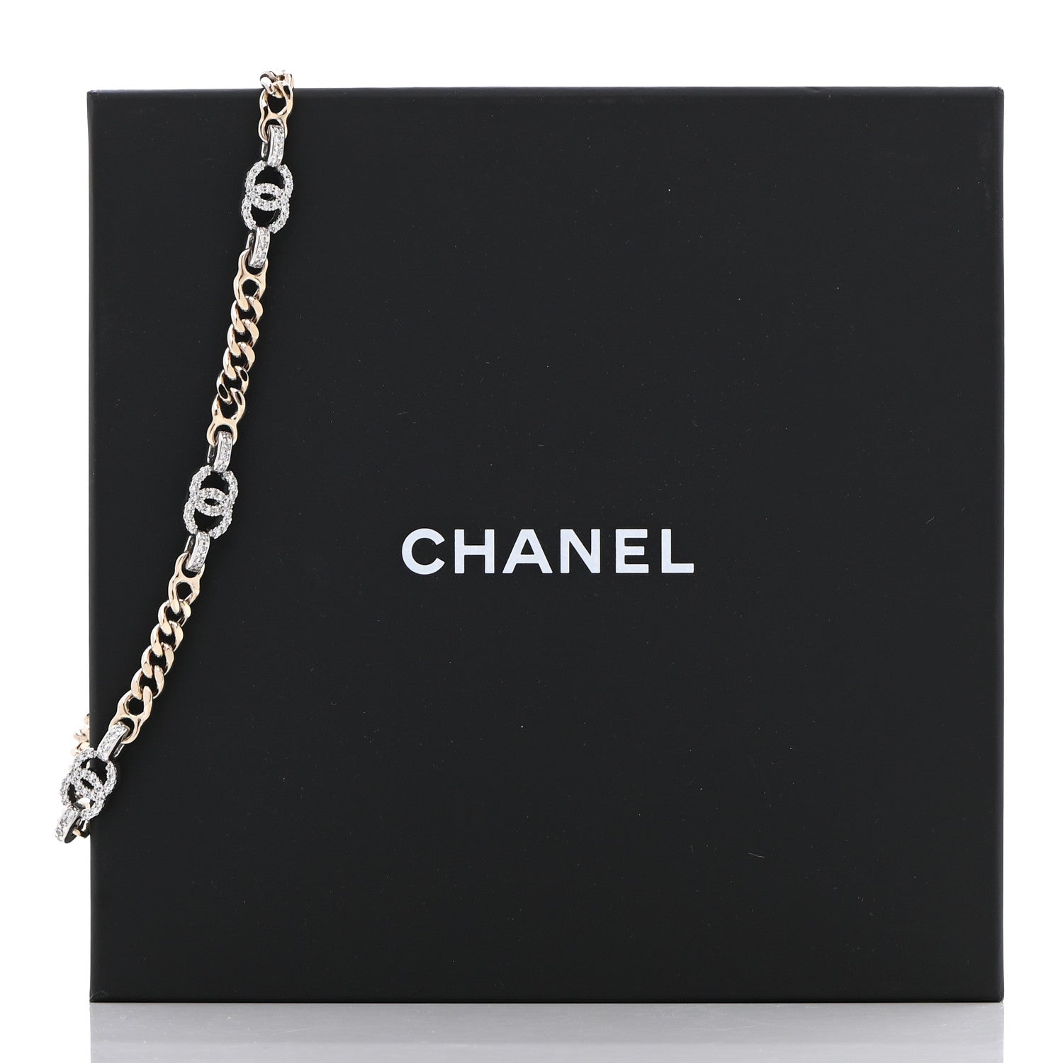 Chanel Crystal CC Chain Links Choker Necklace Gold 6 of 6
