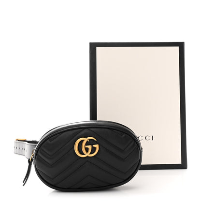 Gucci Calfskin Matelasse GG Marmont Belt Bag 75 30 Black 11 of 11