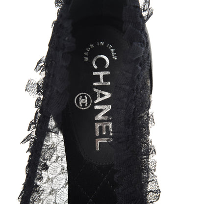 Chanel Mesh Satin CC Pumps 37 Black 7 of 8