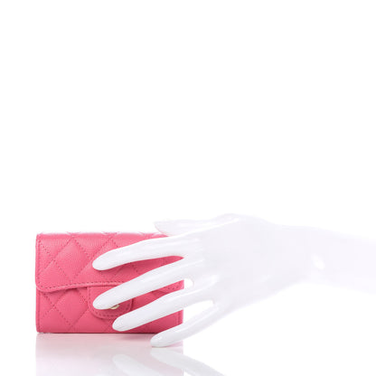 Chanel Caviar Quilted Flap Card Holder Wallet Pink 2 of 9