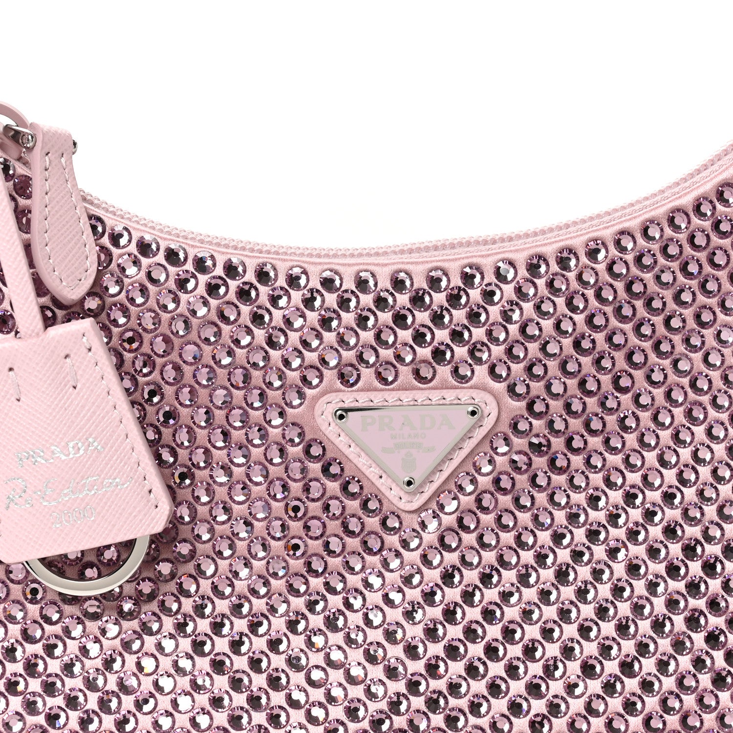 Prada Satin Crystal Mini Re-Edition 2000 Bag Alabastro 9 of 12