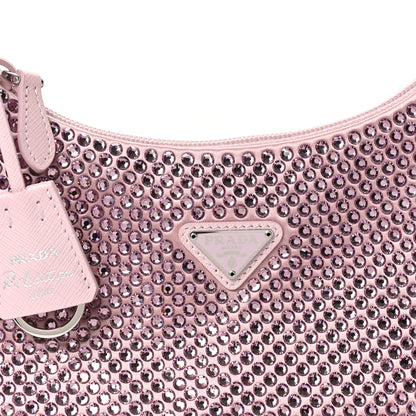 Prada Satin Crystal Mini Re-Edition 2000 Bag Alabastro 9 of 12