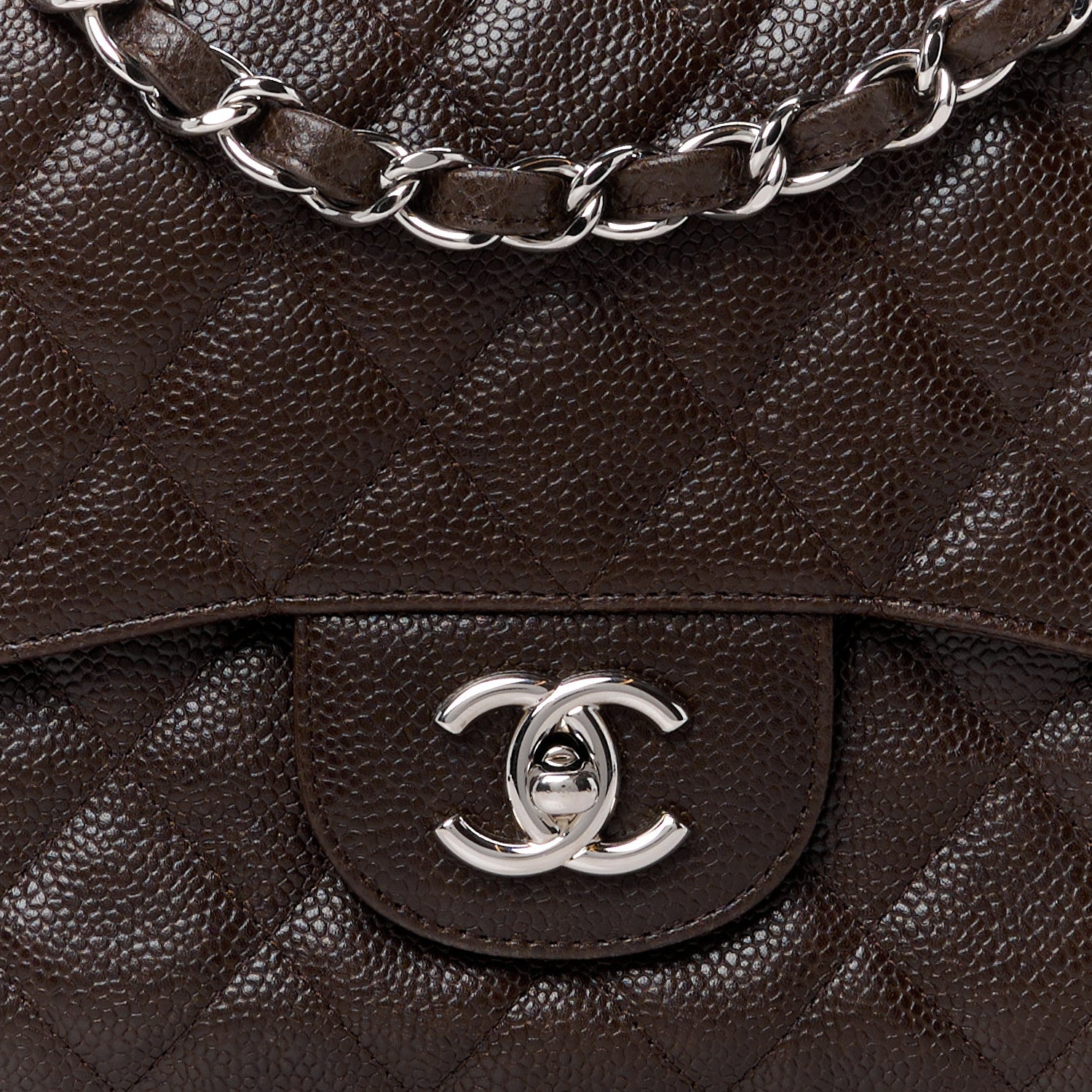 Chanel Caviar Quilted Jumbo Single Flap Dark Brown 9 of 15