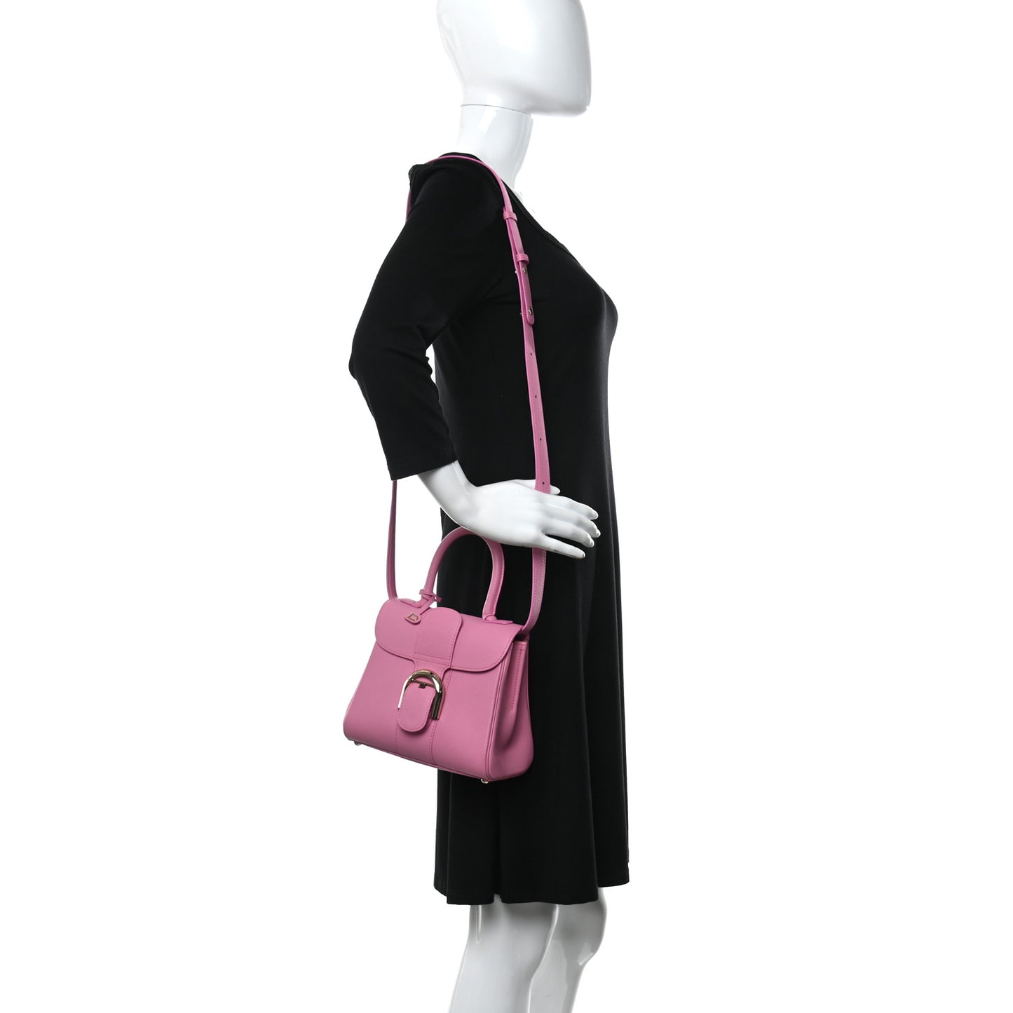 Grained Calfskin Mini Brillant Satchel Flamingo