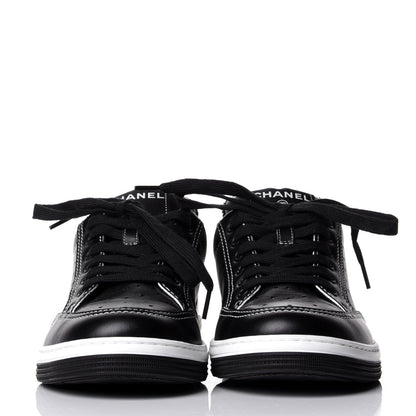 Chanel Calfskin Womens Logo Sneakers 37 Black White 2 of 11