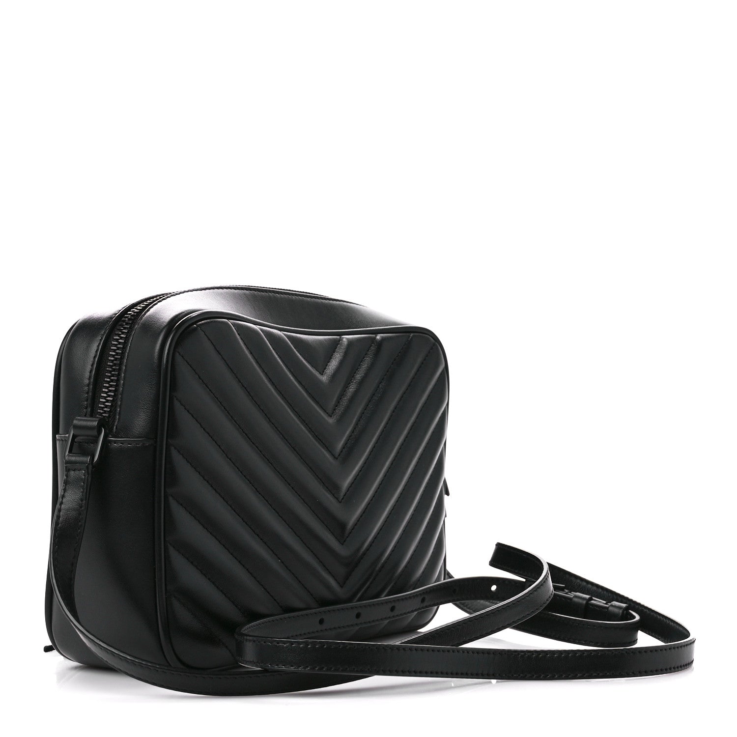 Saint Laurent Calfskin Matelasse Monogram Monochrome Lou Camera Bag Black 3 of 10