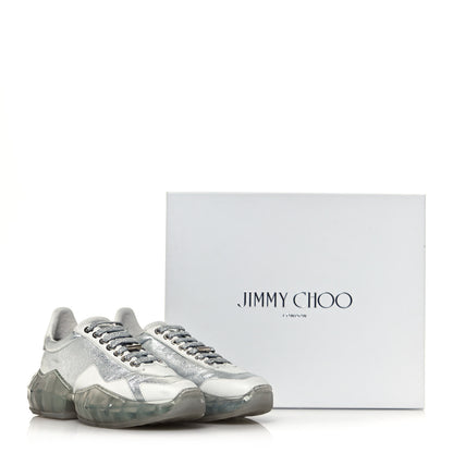 Jimmy Choo Metallic Calfskin Womens Diamond F Low Top Sneaker 36.5 White Silver 10 of 10