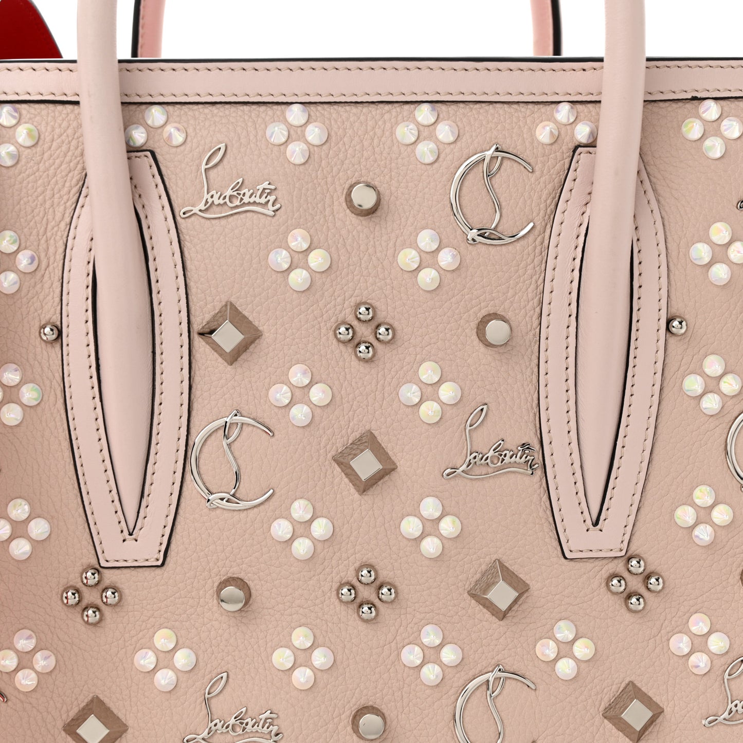 Calfskin Spikes Loubinthesky Medium Paloma Beige