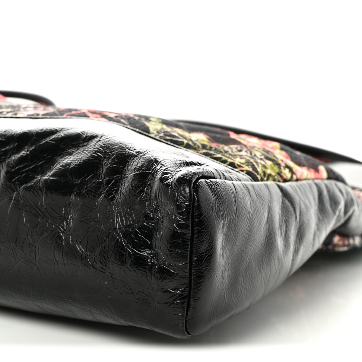 Patent Calfskin Canvas Printed Large 31 Shopping Bag Black