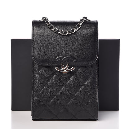 Chanel Grained Calfskin Quilted CC Box Clutch With Chain Black 11 of 11