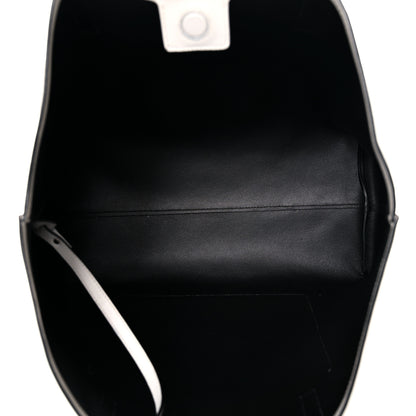 Prada City Calf Front Pocket Large Shopping Tote White Black 13 of 22