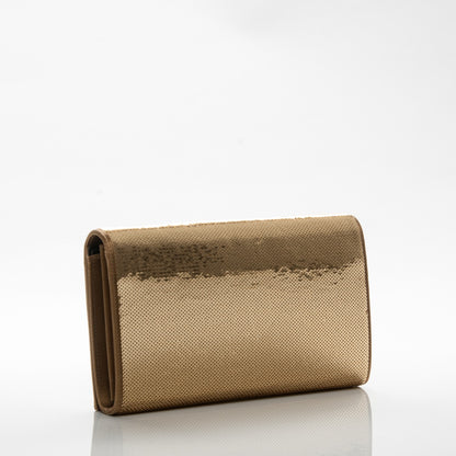 Saint Laurent Sequin Monogram Chain Wallet Gold 4 of 7