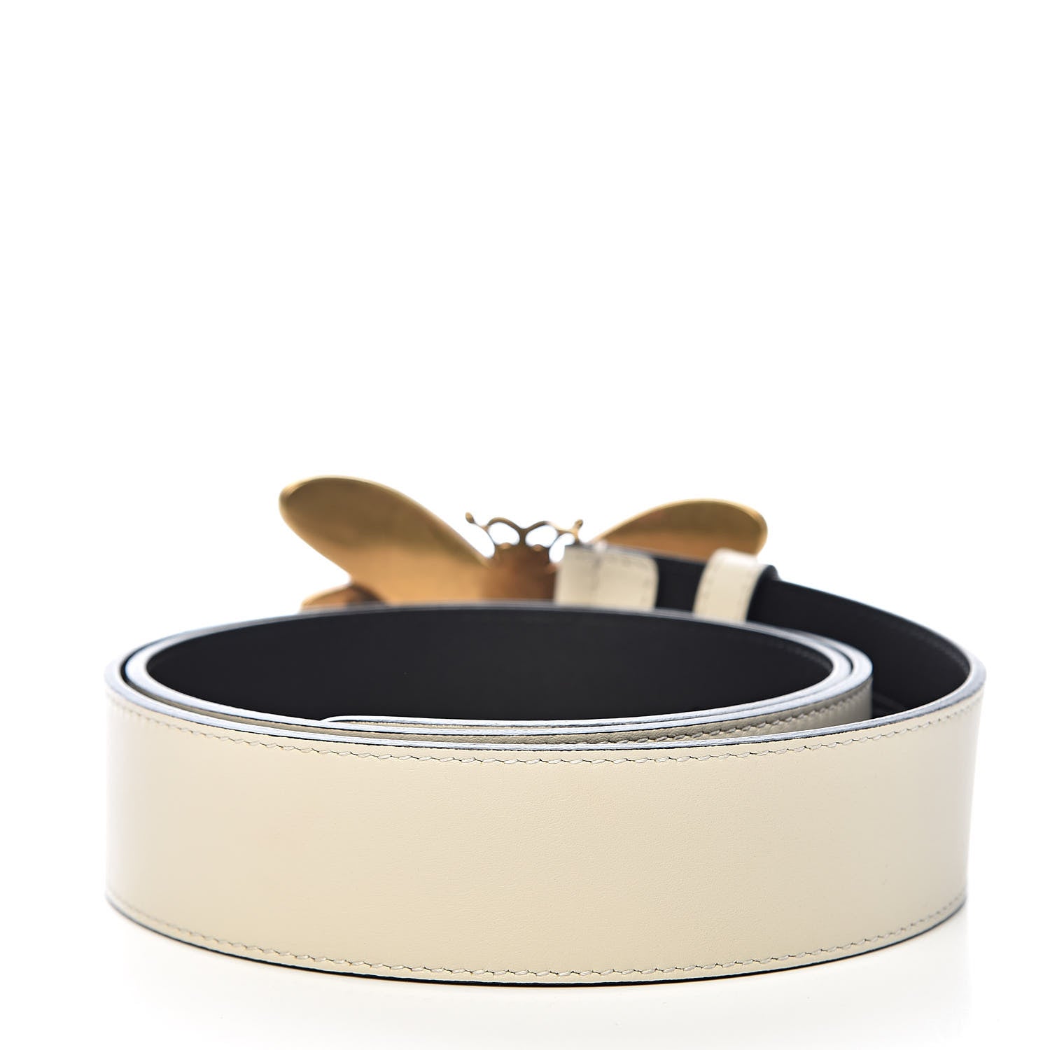 Gucci Calfskin Queen Margaret Bee Belt 105 42 White 3 of 7