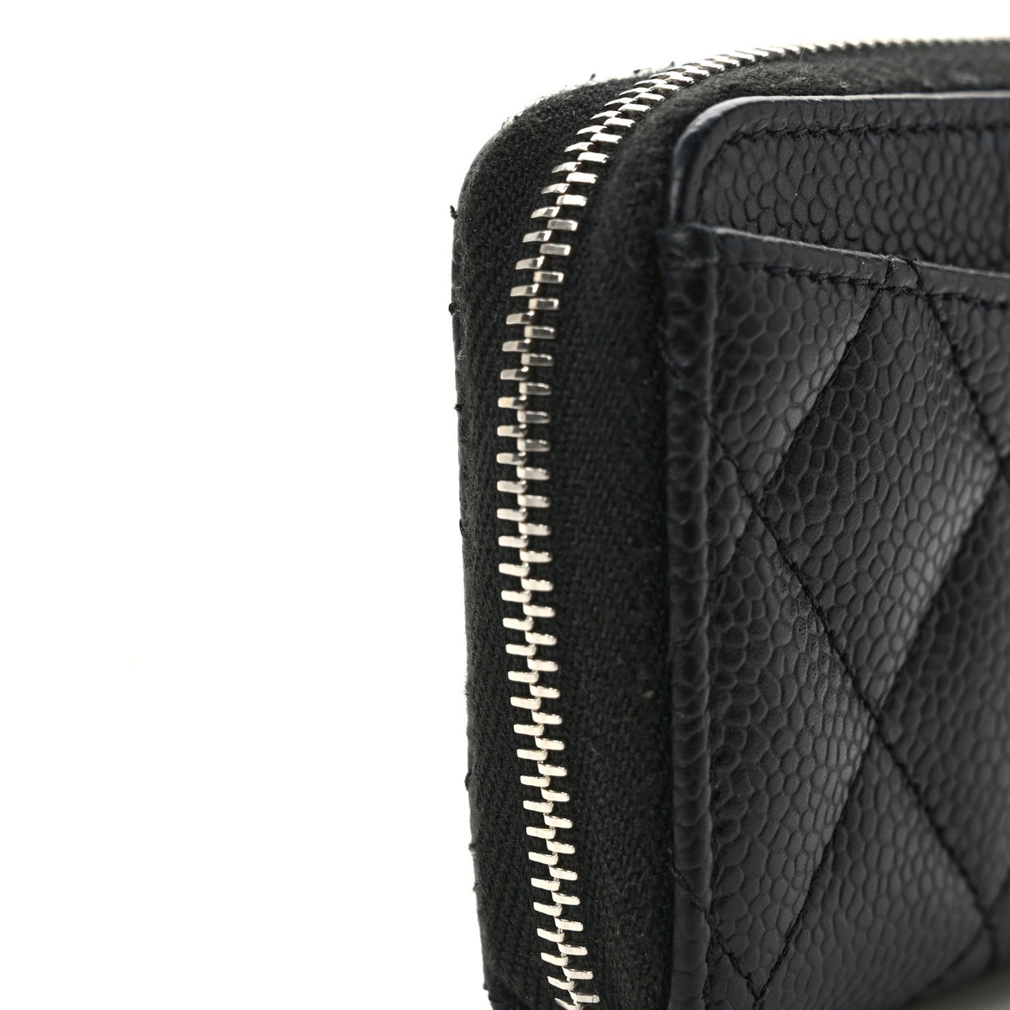 Caviar Quilted Zip Coin Purse Black