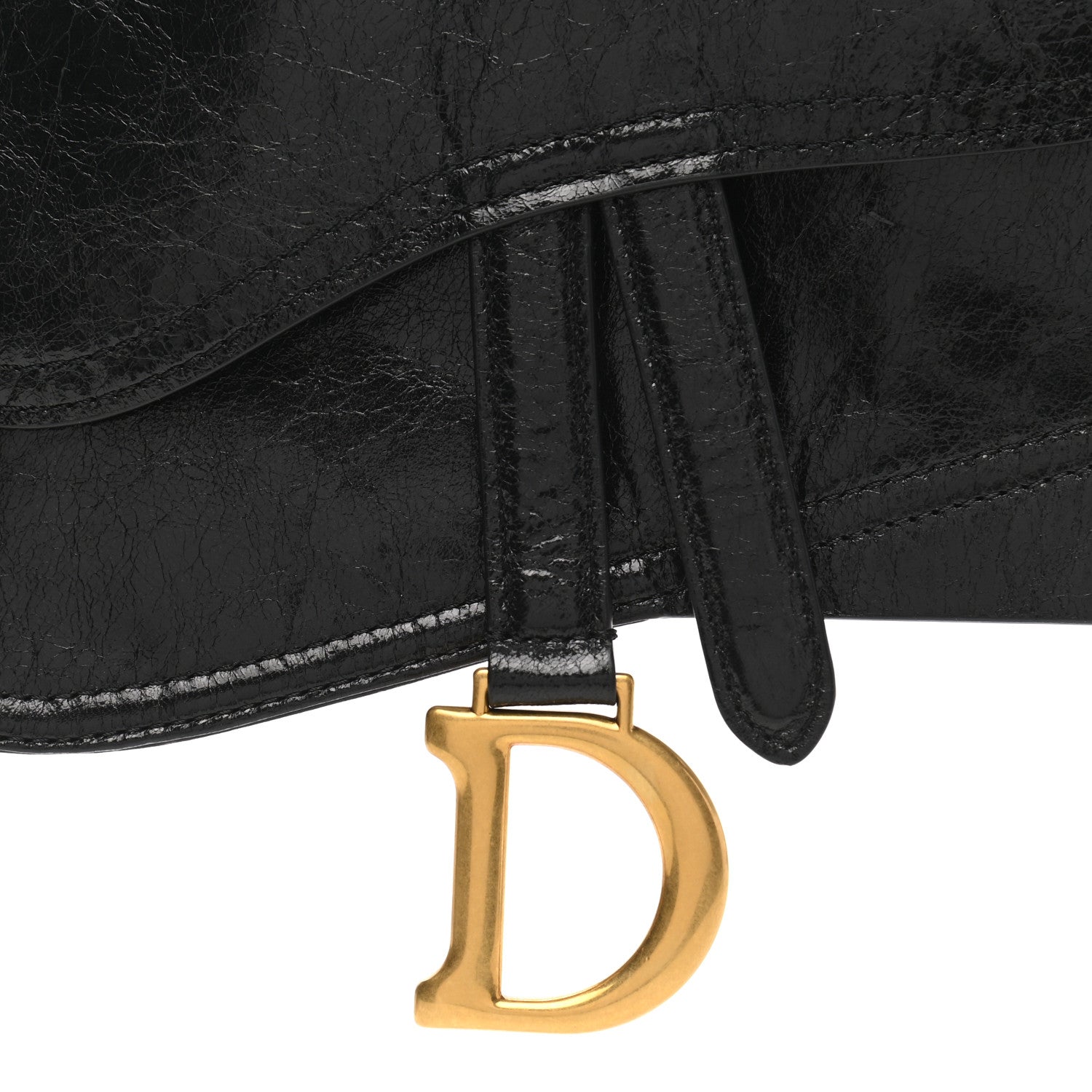 Christian Dior Crinkled Lambskin 135mm Saddle Belt Black 8 of 9
