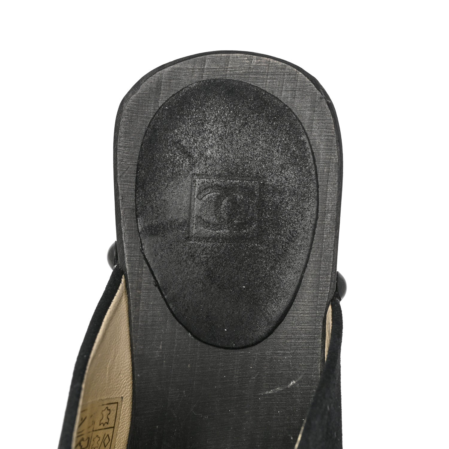 Chanel Suede CC Clogs 36 Beige Black 7 of 7