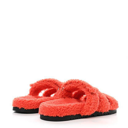 Hermes Woolskin Womens Chypre Sandals 39 Orange 4 of 8
