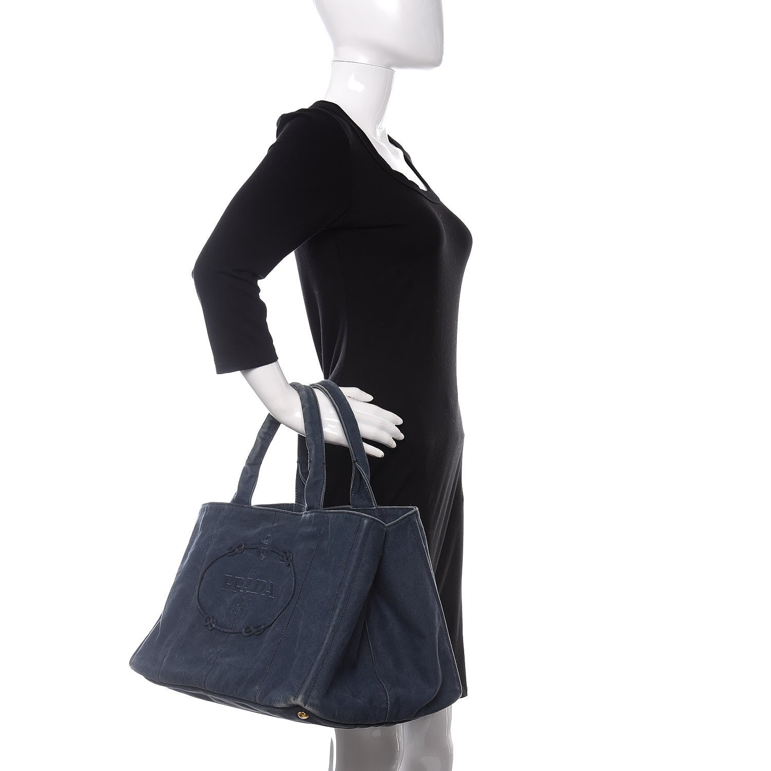 Prada Canvas Canapa Logo Tote Blue 2 of 9