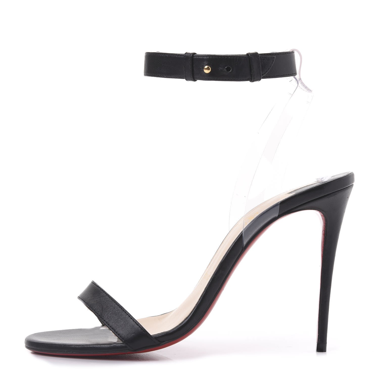 Christian Louboutin Shiny Nappa PVC Jonatina 100 Sandals 39 Black 1 of 9