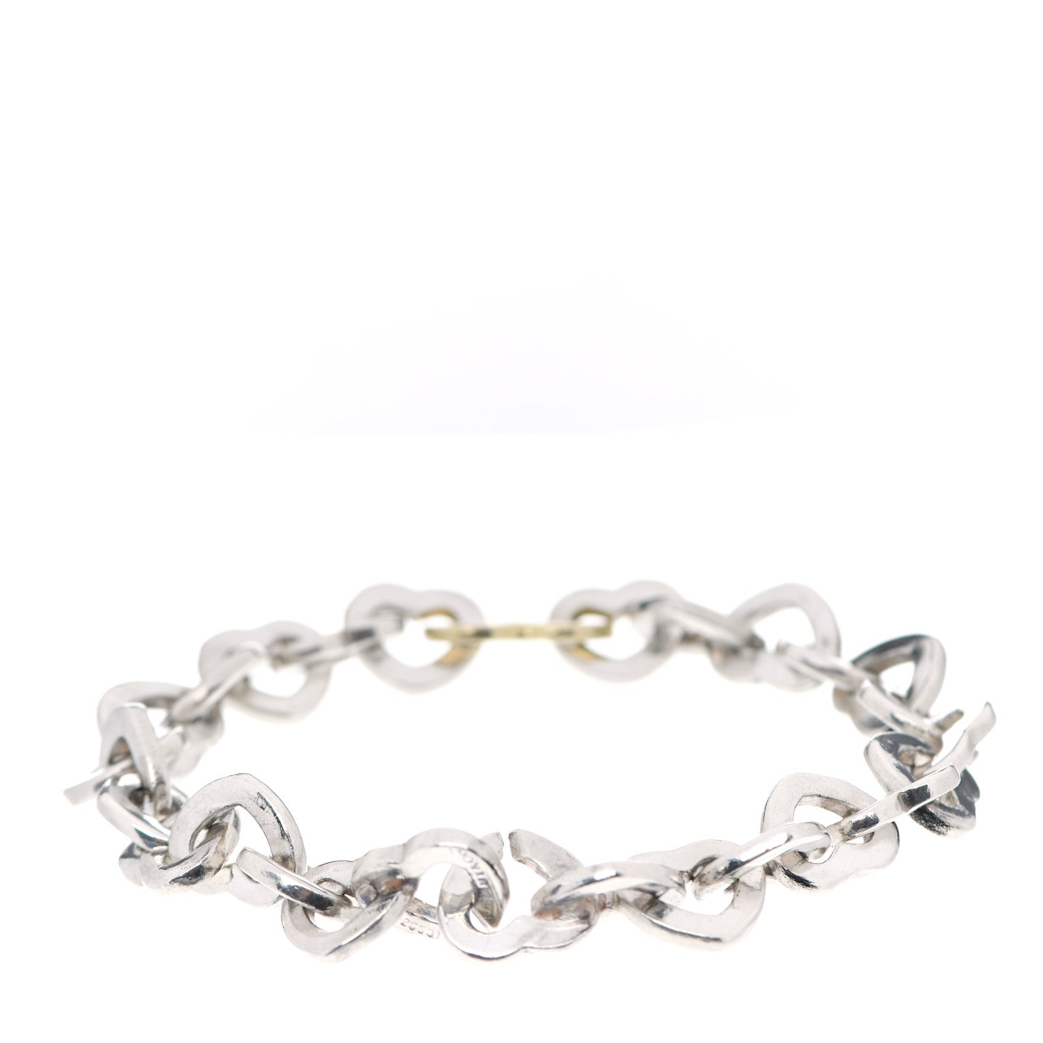 Tiffany Sterling Silver 18K Yellow Gold Heart Links Bracelet 2 of 4