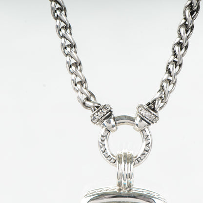 David Yurman Sterling Silver Turquoise Diamond 20mm Albion Single Wheat Chain Necklace 4 of 7