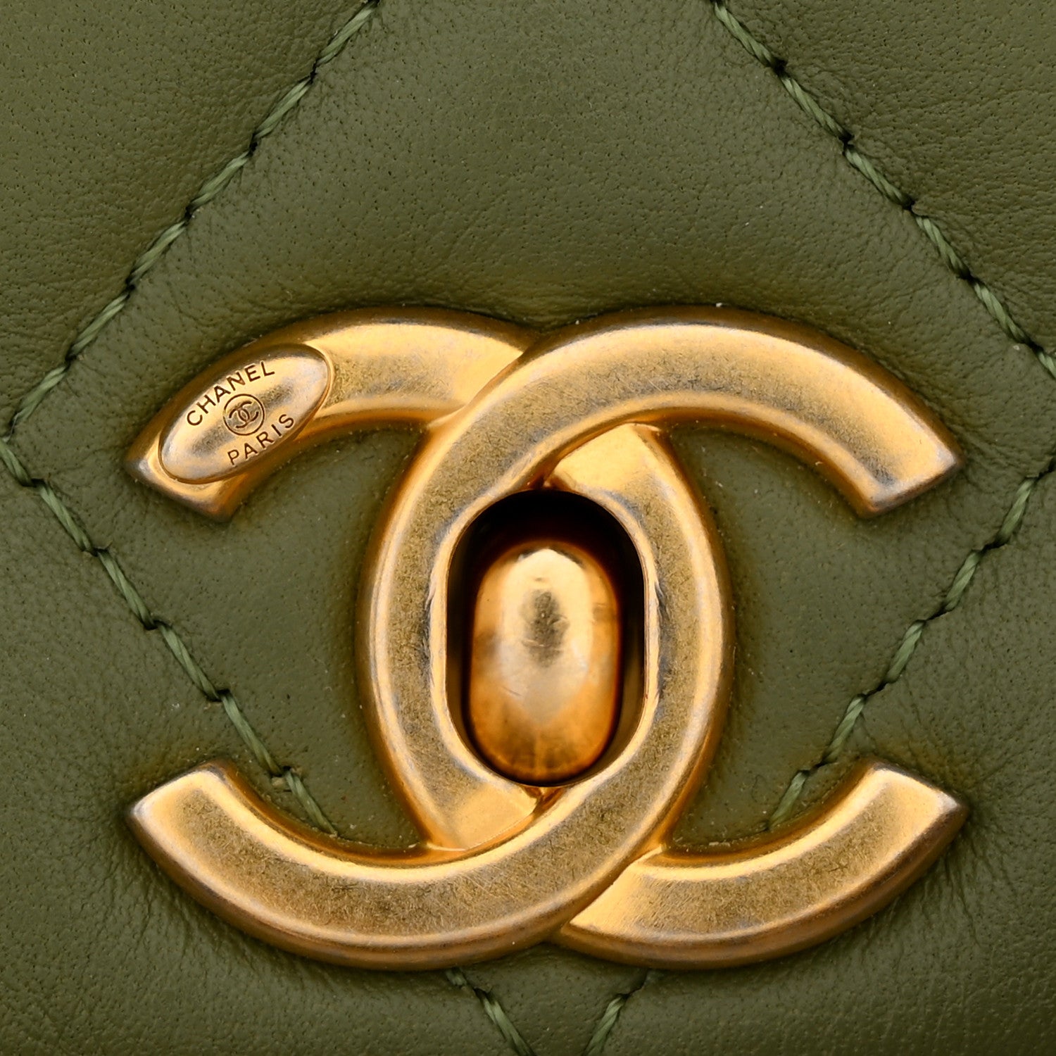 Chanel Calfskin Quilted Coco Mail Clutch With Chain Green 12 of 13