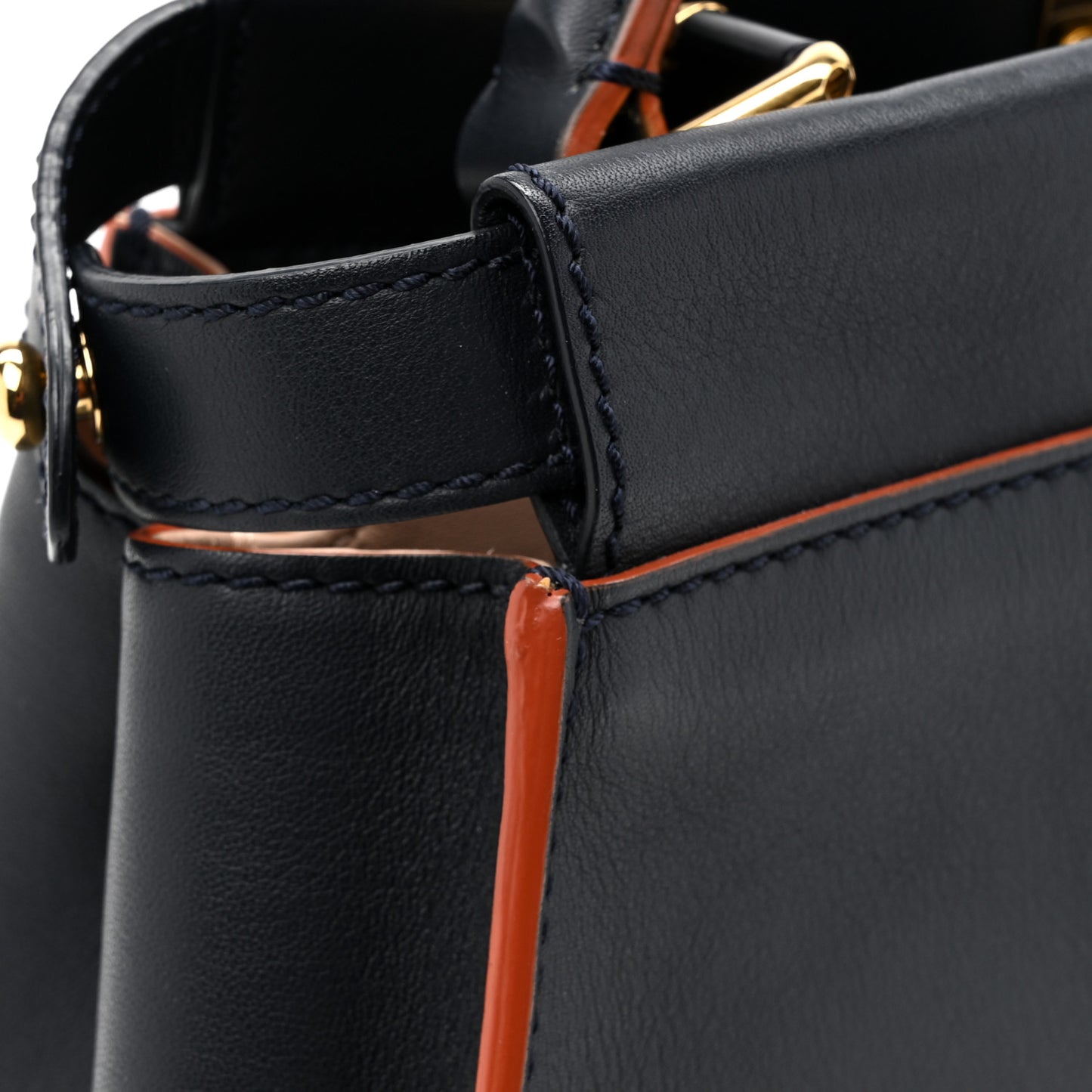 Vitello Seta Burro Medium Peekaboo Iconic Satchel Blue Notte Plaster