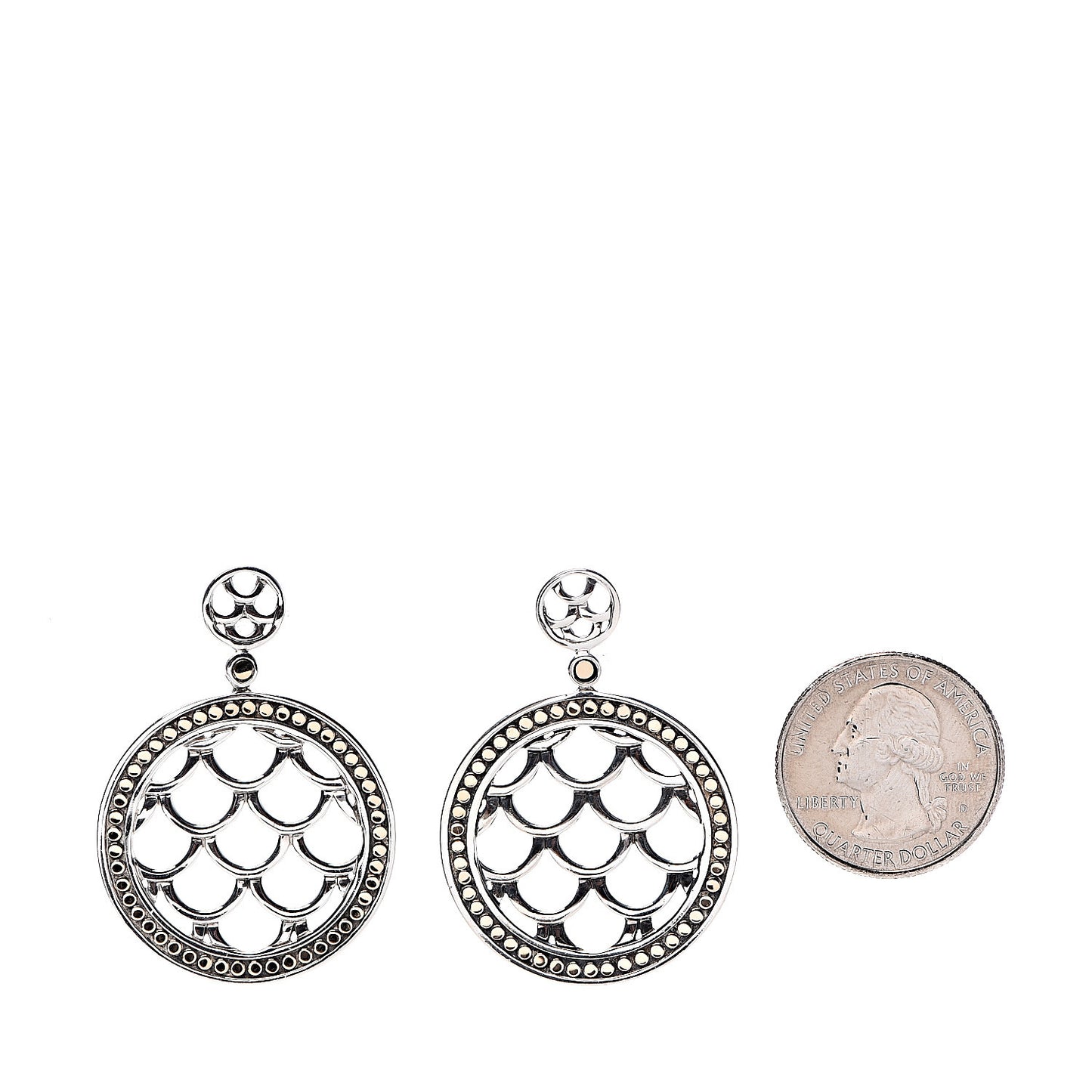 Sterling Silver 18K Yellow Gold Naga Round Earrings