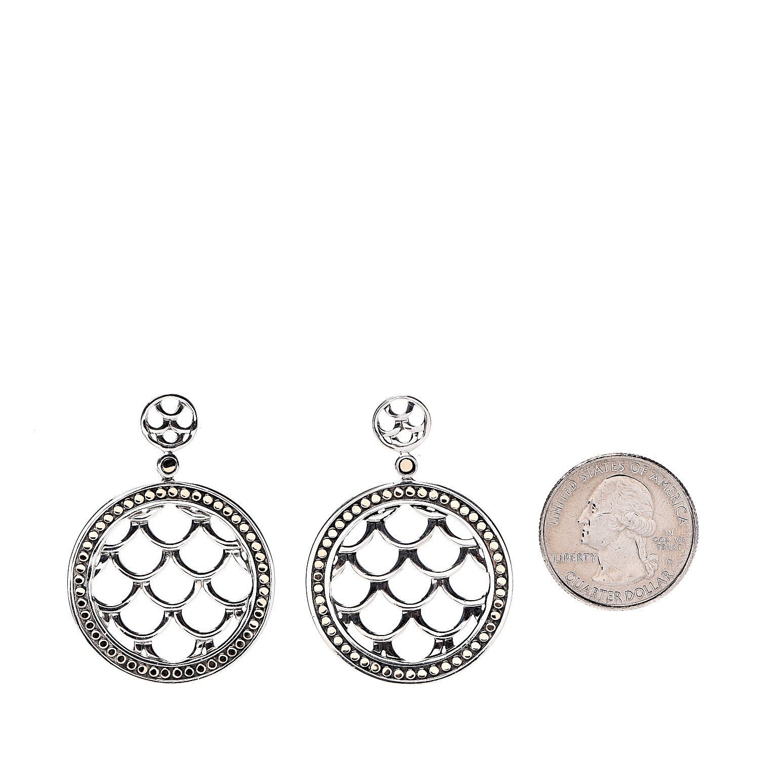 John Hardy Sterling Silver 18K Yellow Gold Naga Round Earrings 2 of 4
