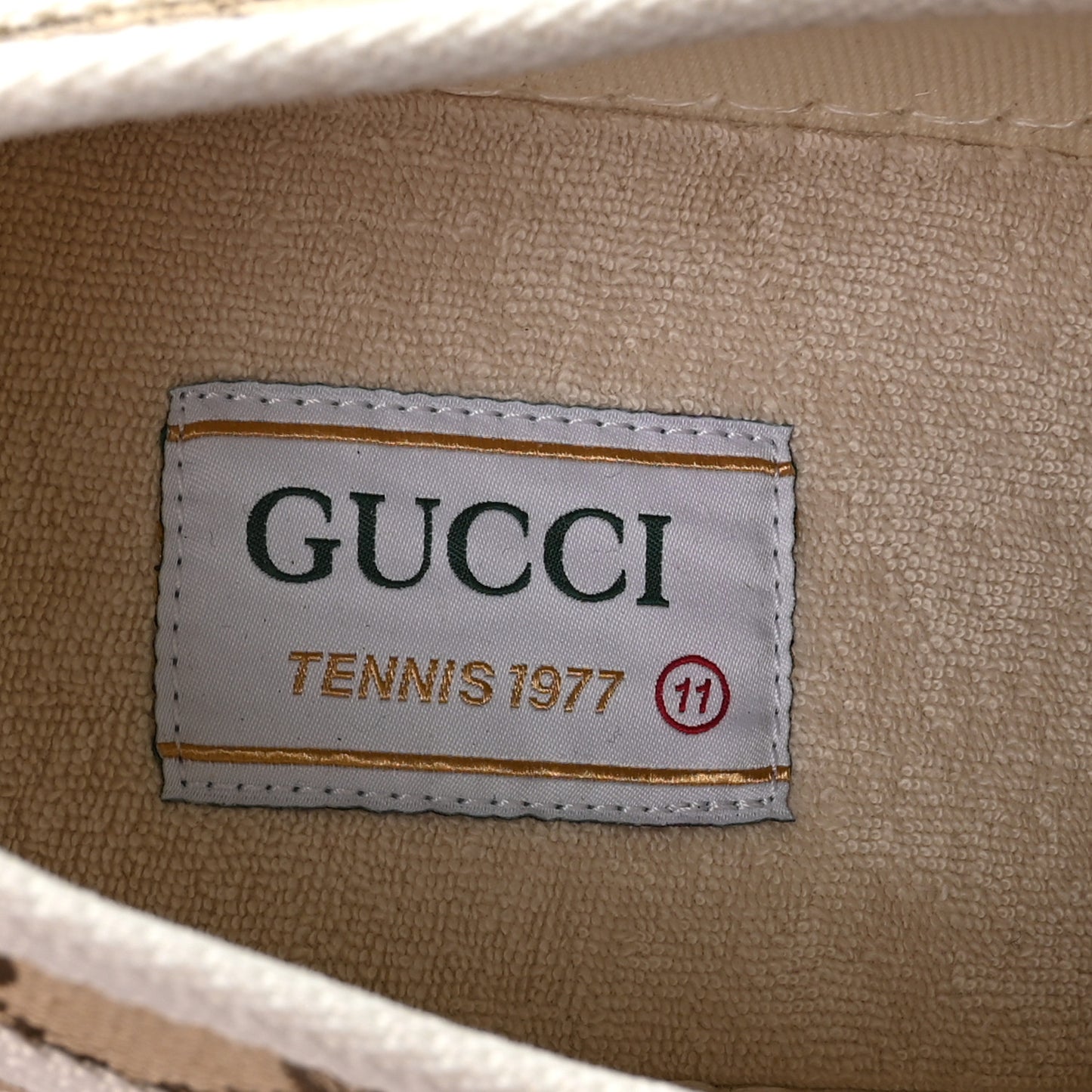 New Canvas GG Monogram Mens Tennis 1977 55mm Platform Sneakers 11 Beige Ebony Mystic White