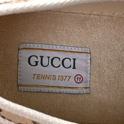 Gucci New Canvas GG Monogram Mens Tennis 1977 55mm Platform Sneakers 11 Beige Ebony Mystic White 8 of 9