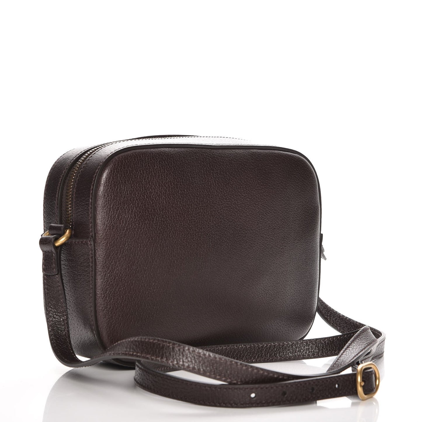 Textured Calfskin Web Small Webby Bee Shoulder Bag Brown Coffee